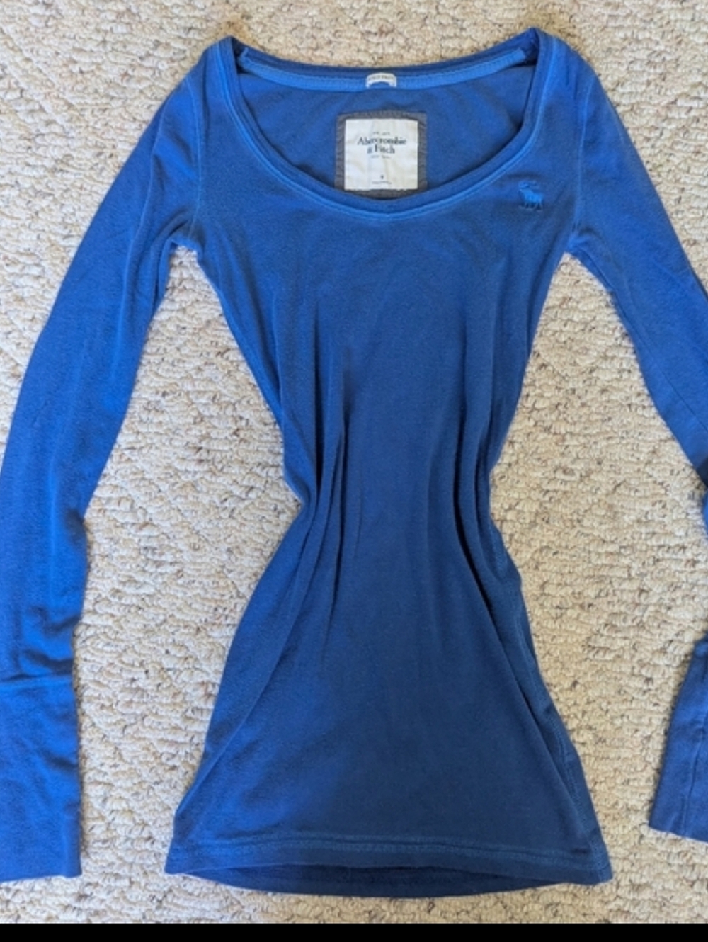 Vintage Y2K 2000s Abercrombie And Fitch Logo Perfect Stretch LS Scoop Neck